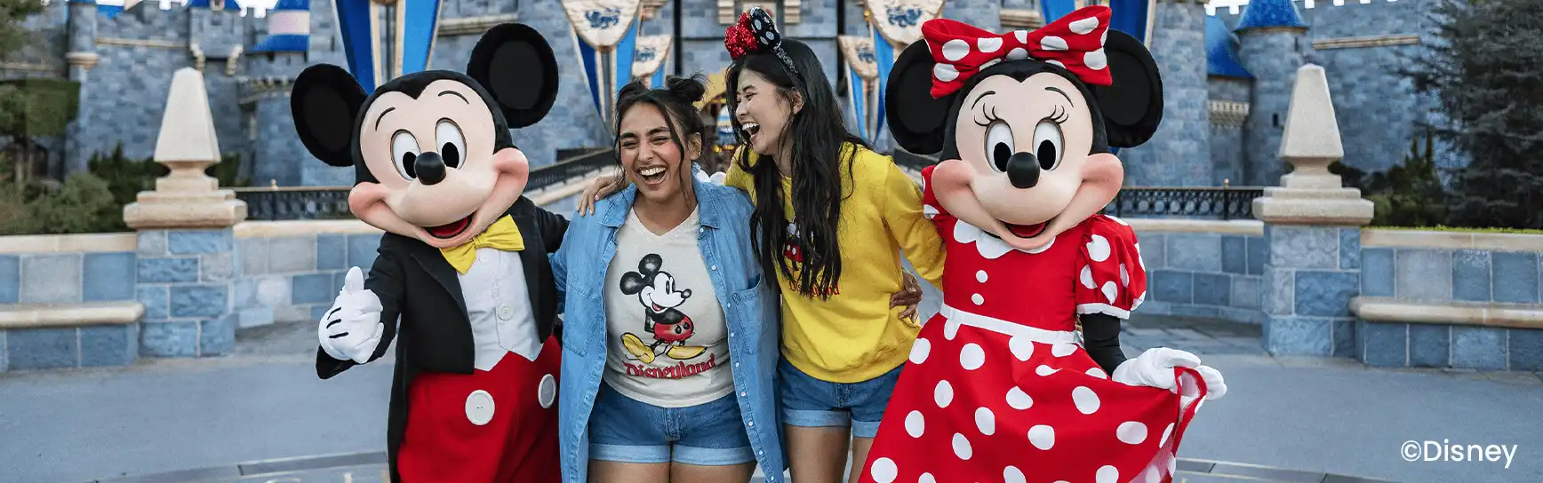 Panoramic view of Disneyland Park with Sleeping Beauty Castle in the background.