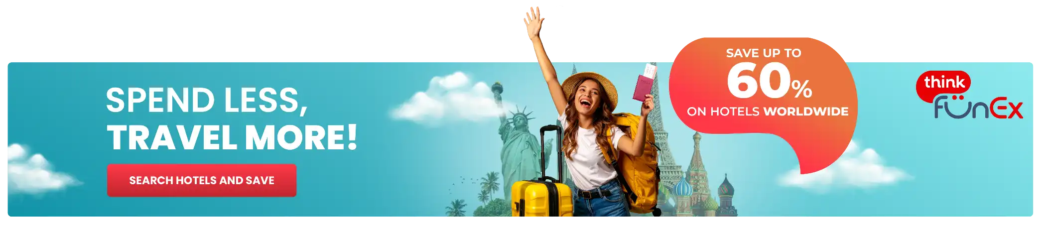 Spend less, travel more!,Save up to 50% on hotels worldwide! Search Hotels and Save