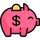 A pink piggy bank with a dollar sign on its side, symbolizing savings and financial growth.