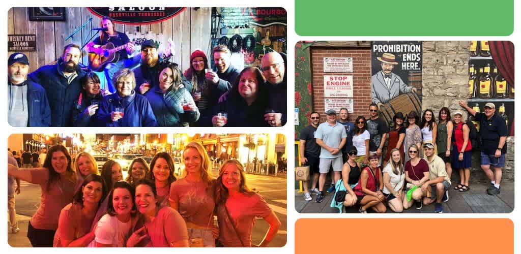 Group of diverse people enjoying drinks and socializing outdoors at night with a city background.