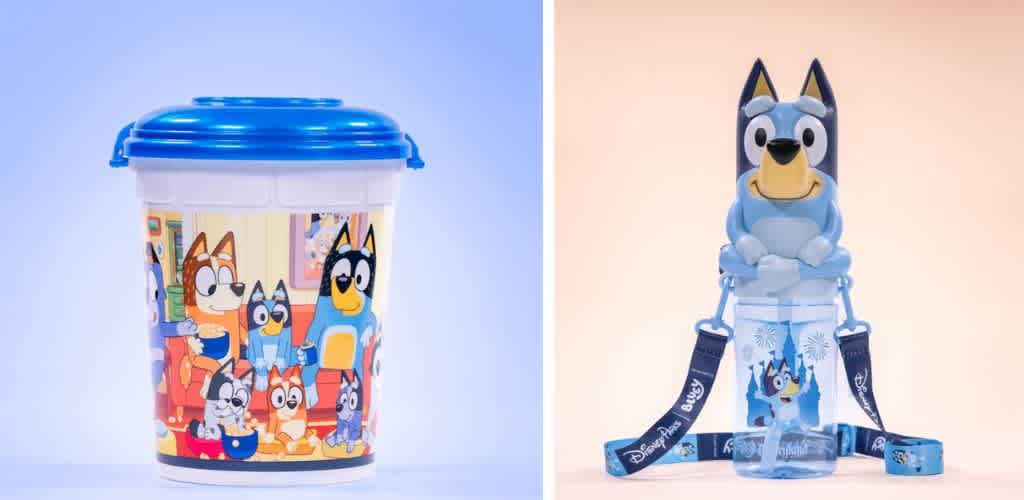A container and medal featuring characters from the Bluey animated series