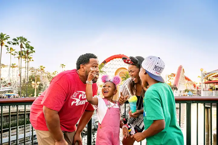 Disneyland summer offer card showcasing attractions and festive elements, inviting visitors to enjoy the park's experiences.